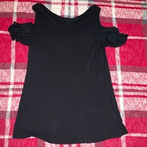 Black tee with shoulder cut outs